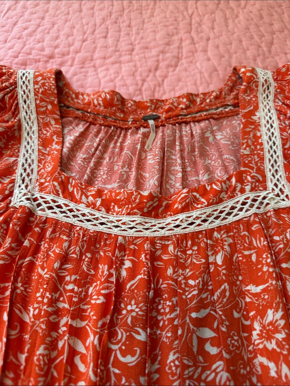 Free People Orange and White Floral Peasant Top item 115 - Picture 10 of 10